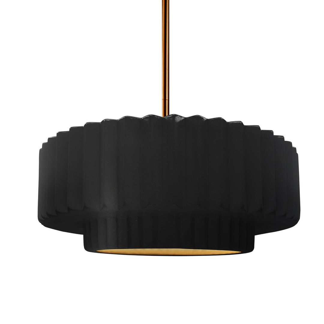 Justice Designs - CER-6553-CBGD-BRSS-RIGID - One Light Pendant - Radiance - Carbon Matte Black w/ Champagne Gold