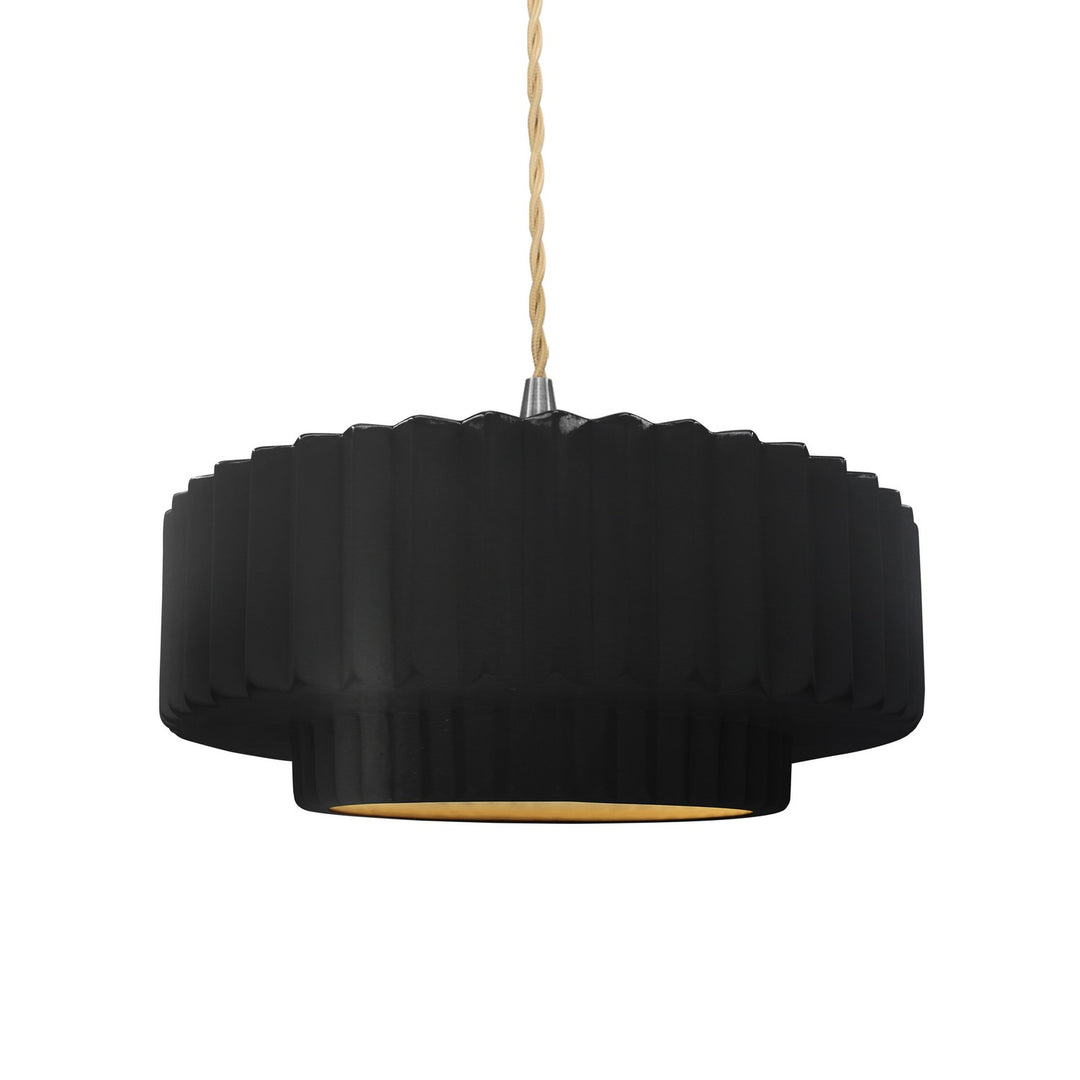 Justice Designs - CER-6553-CBGD-NCKL-BEIG-TWST - One Light Pendant - Radiance - Carbon Matte Black w/ Champagne Gold