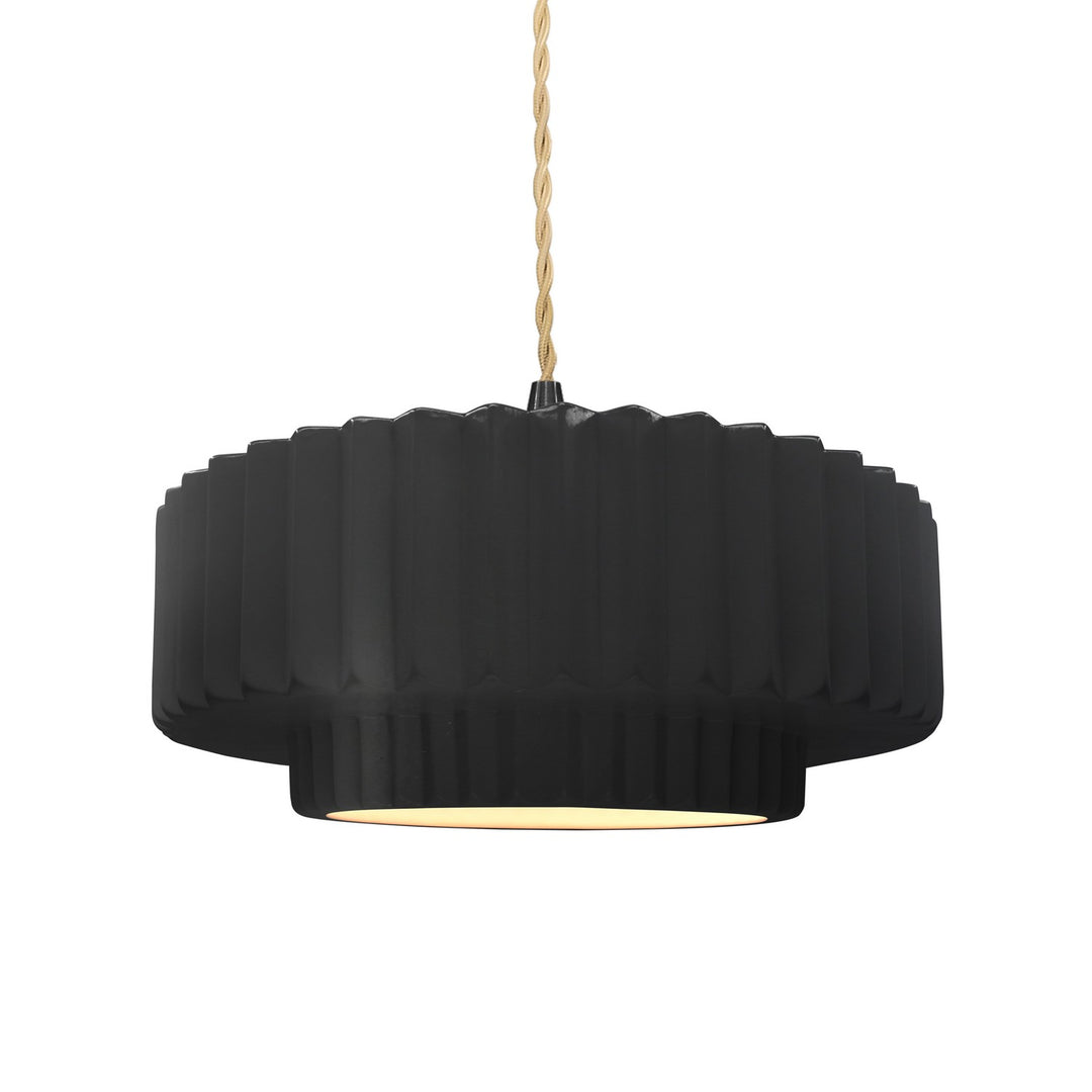 Justice Designs - CER-6553-CRB-MBLK-BEIG-TWST - One Light Pendant - Radiance - Carbon - Matte Black