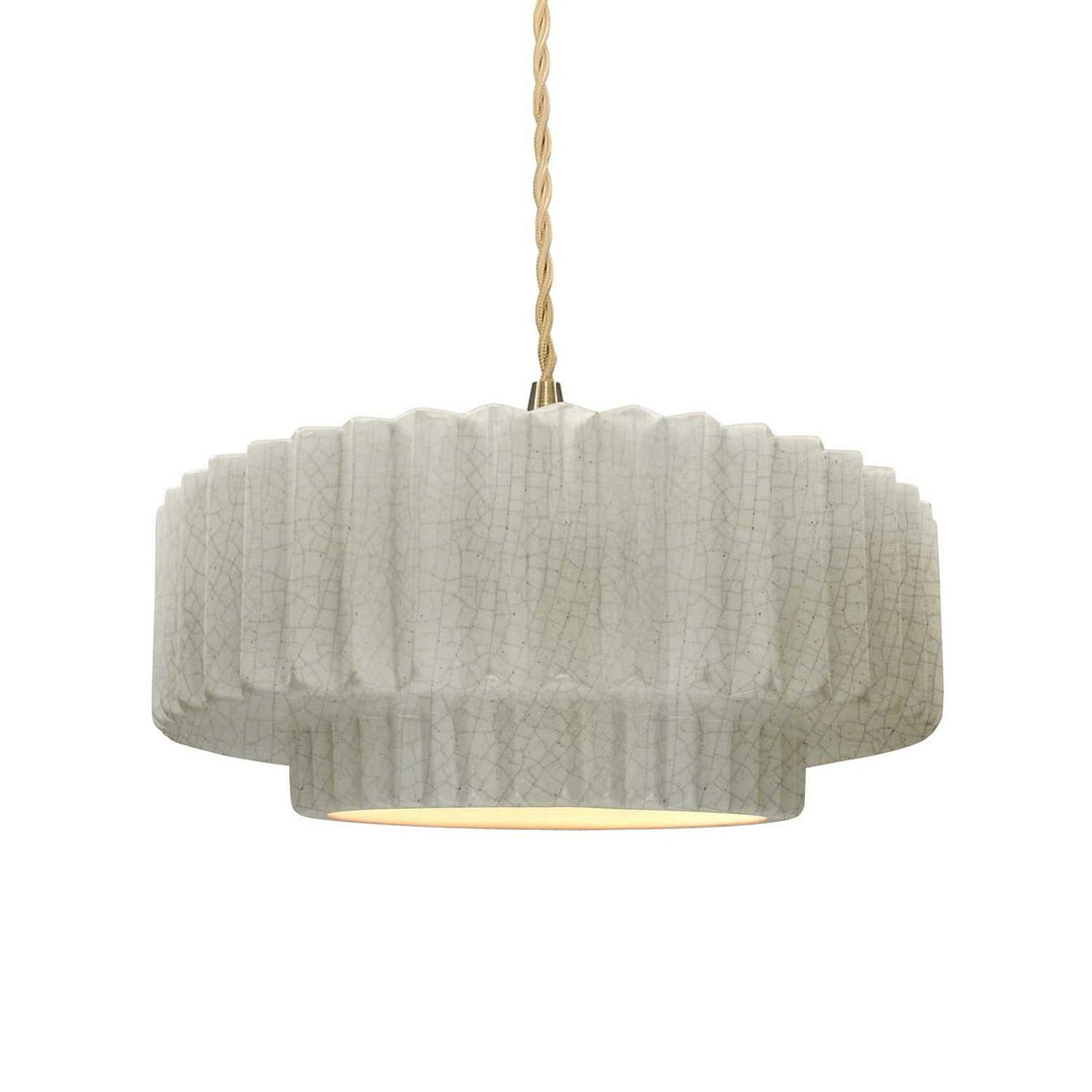 Radiance One Light Pendant in White Crackle Justice Designs
