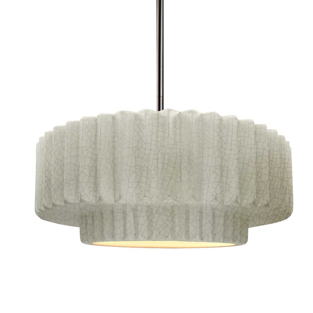 Radiance One Light Pendant in White Crackle Justice Designs
