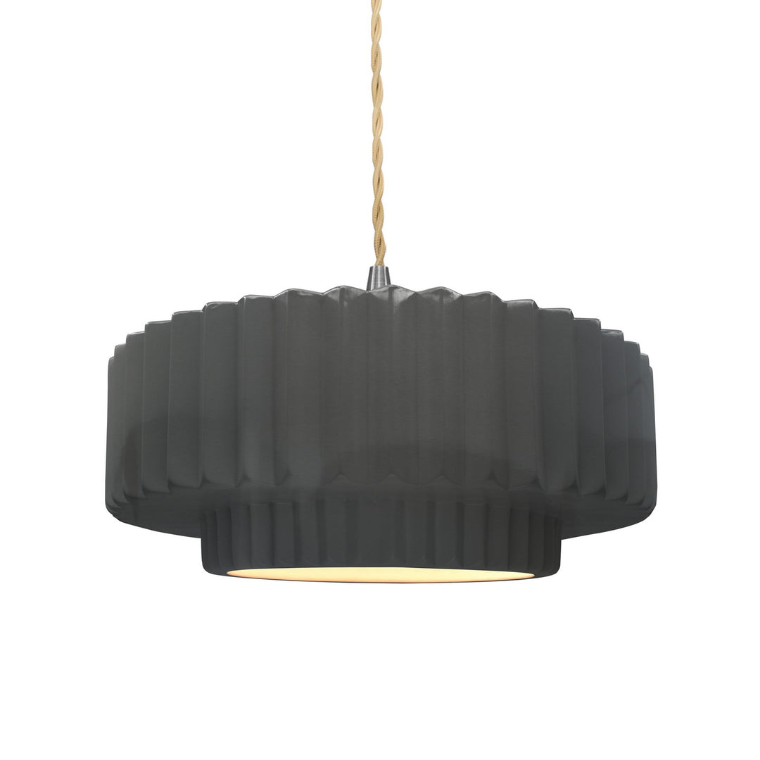 Justice Designs - CER-6553-GRY-NCKL-BEIG-TWST - One Light Pendant - Radiance - Gloss Grey