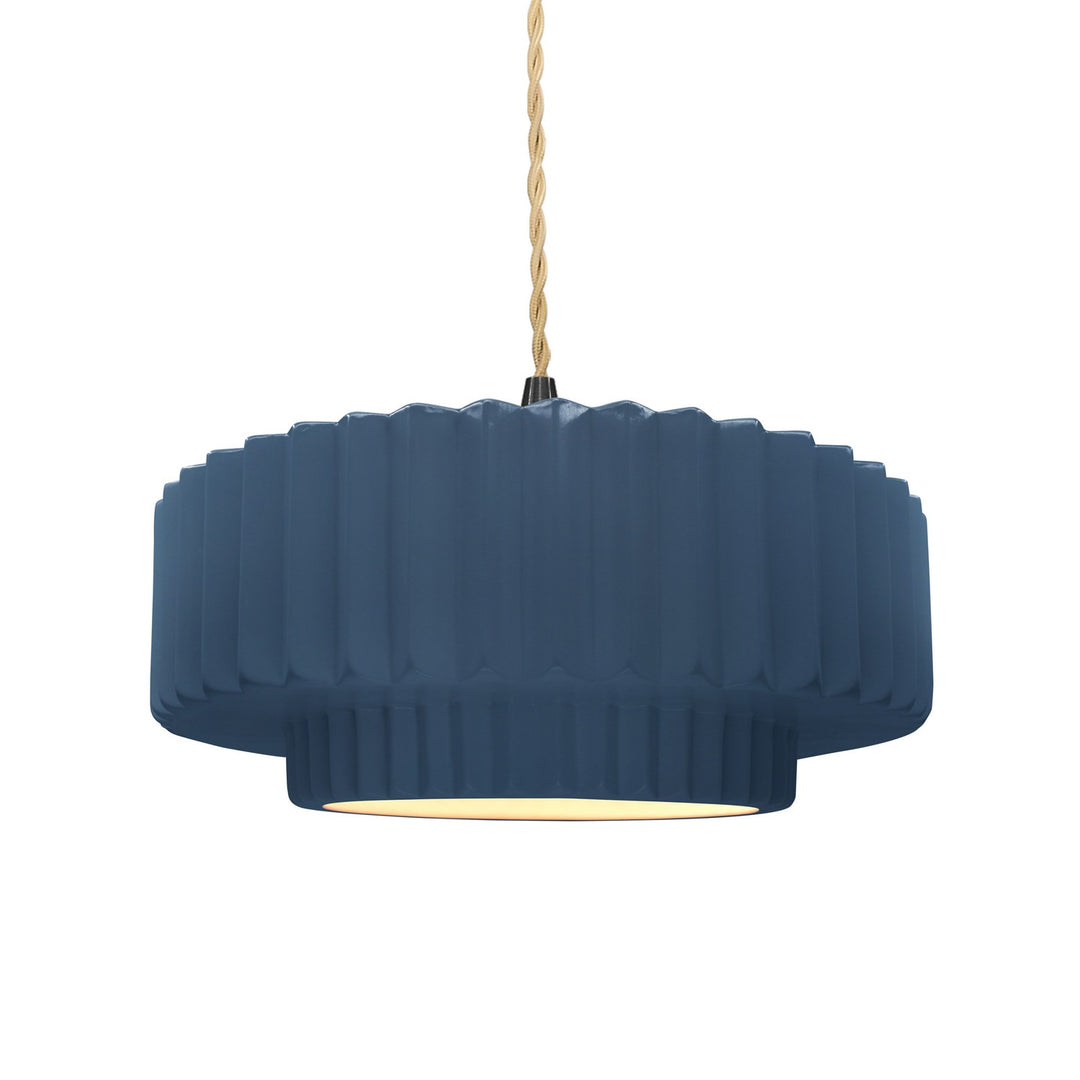 Justice Designs - CER-6553-MDMT-MBLK-BEIG-TWST - One Light Pendant - Radiance - Midnight Sky w/ Matte White