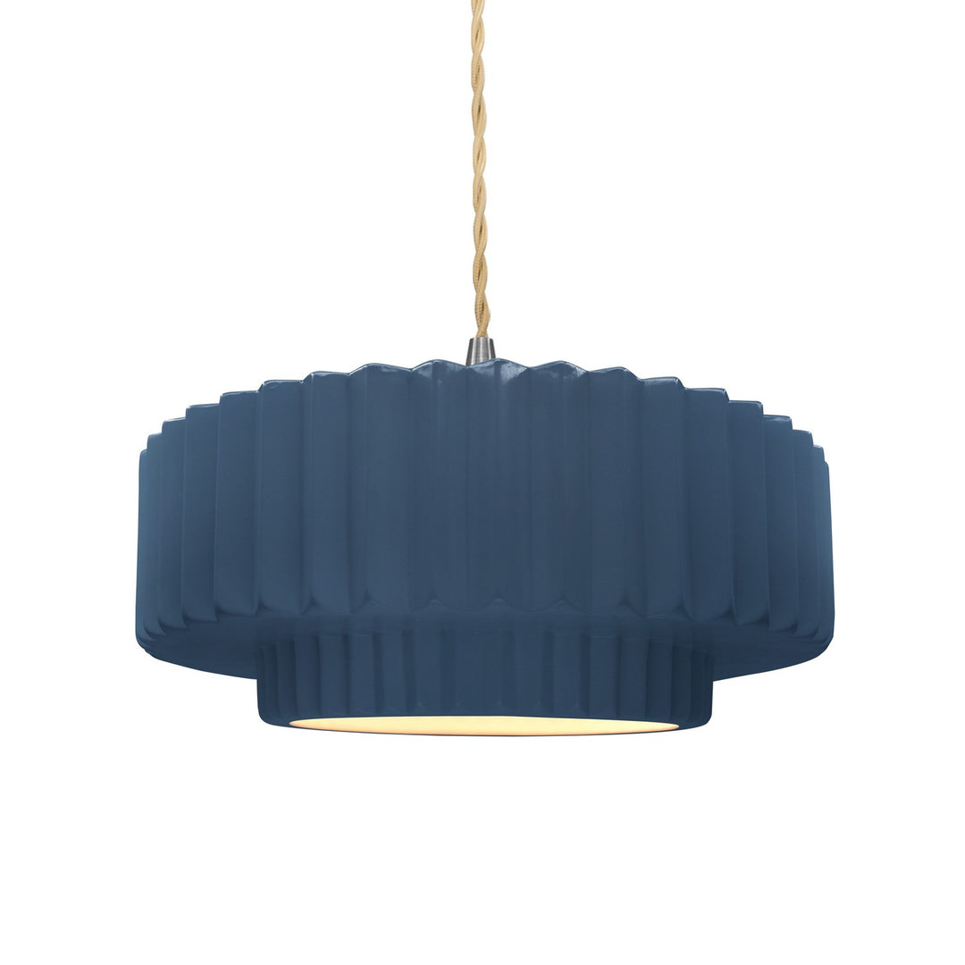 Justice Designs - CER-6553-MDMT-NCKL-BEIG-TWST - One Light Pendant - Radiance - Midnight Sky w/ Matte White
