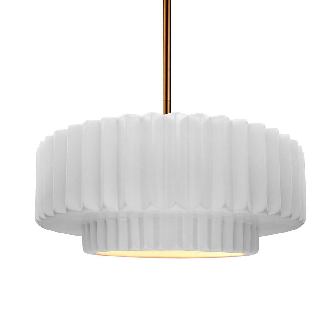 Radiance One Light Pendant in Gloss White (outside and inside of fixture) Justice Designs