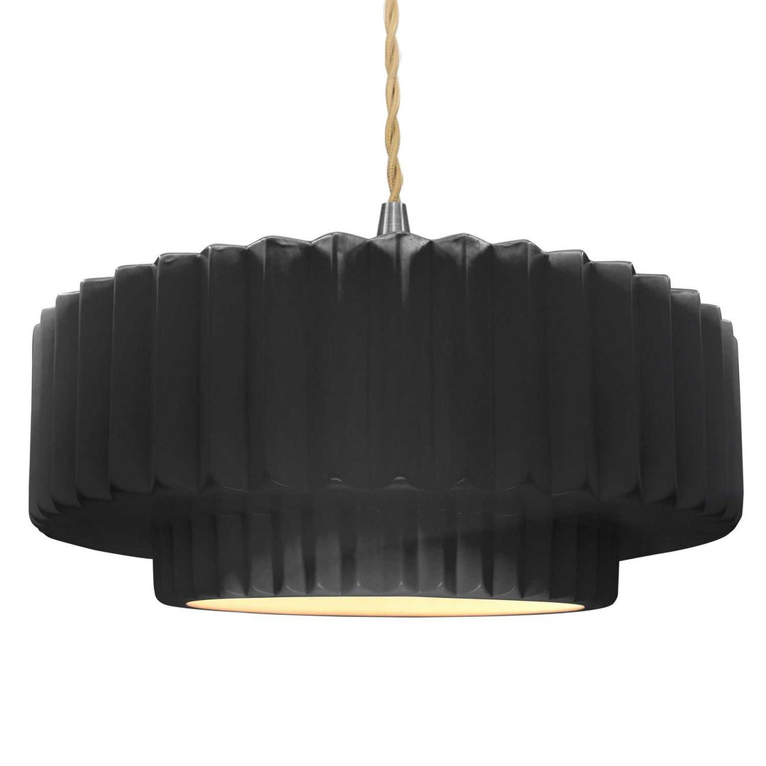 Radiance One Light Pendant in Gloss Black w/ Matte White Justice Designs