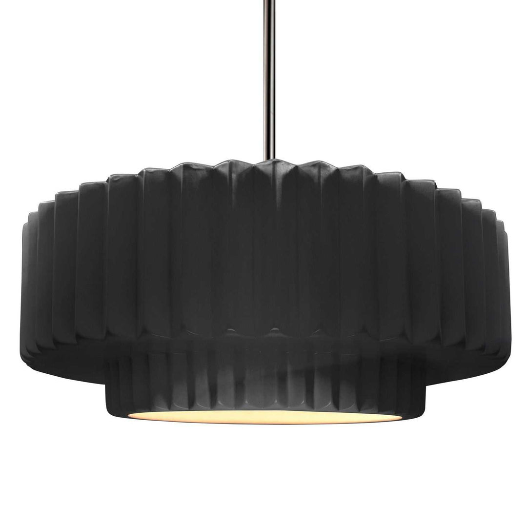 Radiance One Light Pendant in Gloss Black w/ Matte White Justice Designs