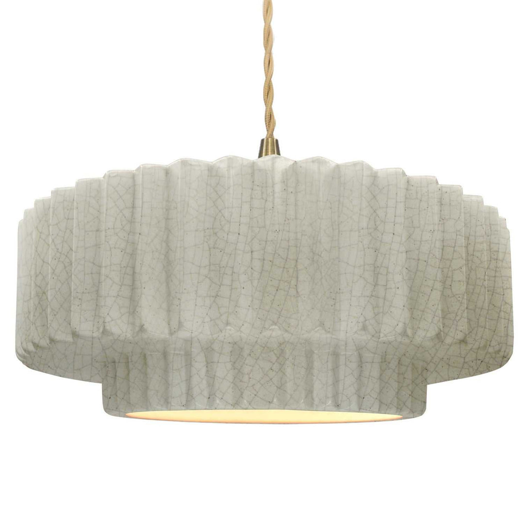 Radiance One Light Pendant in White Crackle Justice Designs