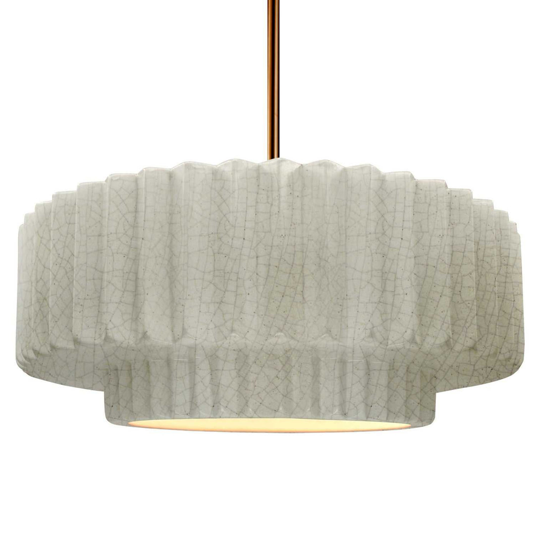 Radiance One Light Pendant in White Crackle Justice Designs