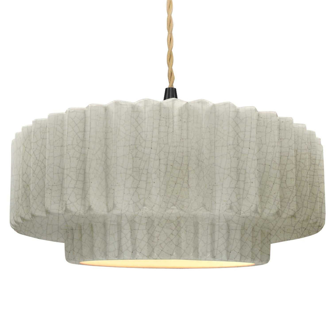 Radiance One Light Pendant in White Crackle Justice Designs