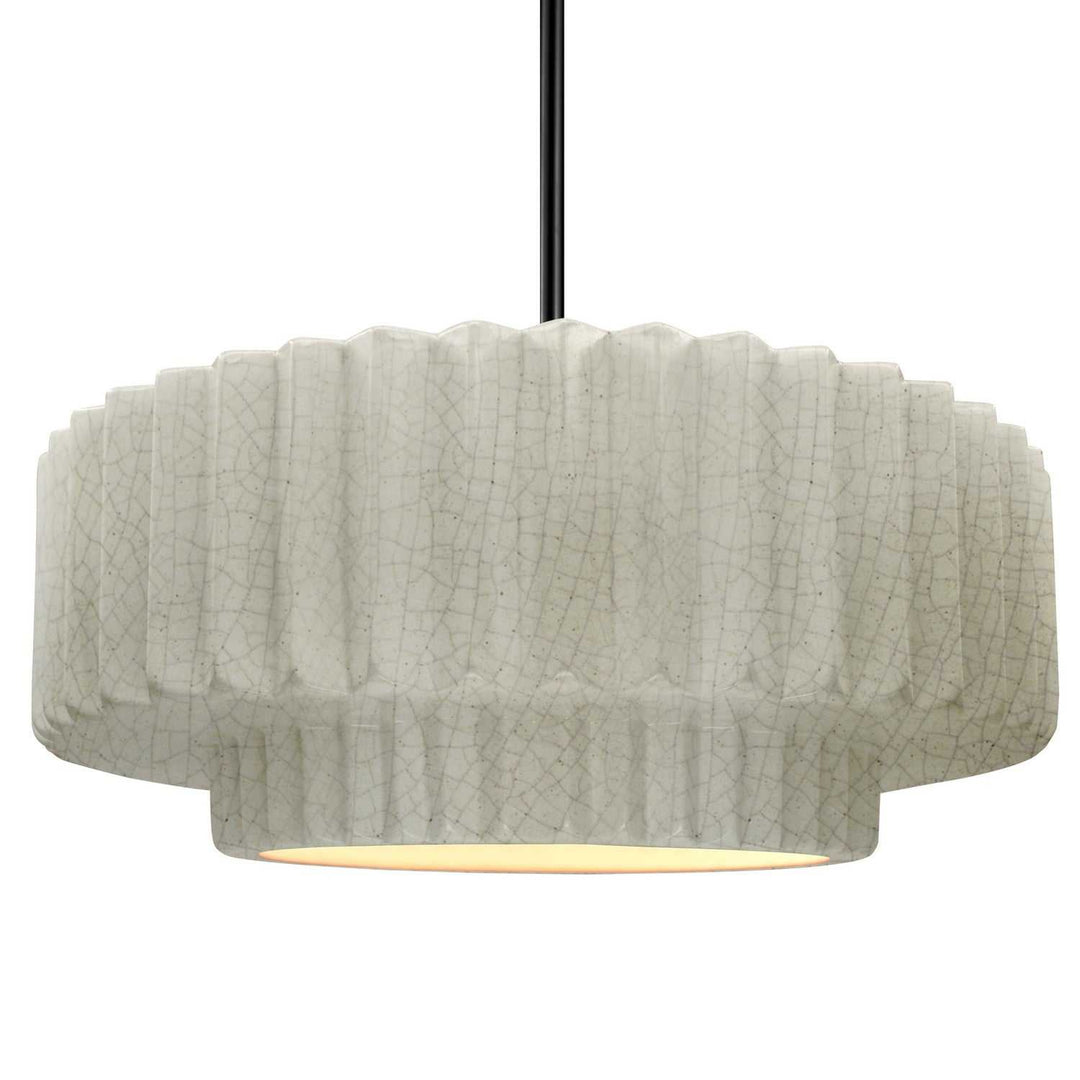 Radiance One Light Pendant in White Crackle Justice Designs
