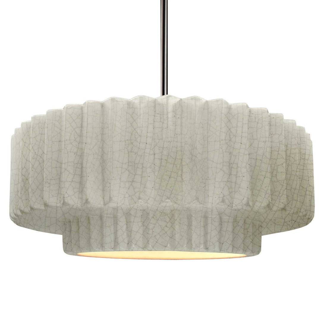 Radiance One Light Pendant in White Crackle Justice Designs