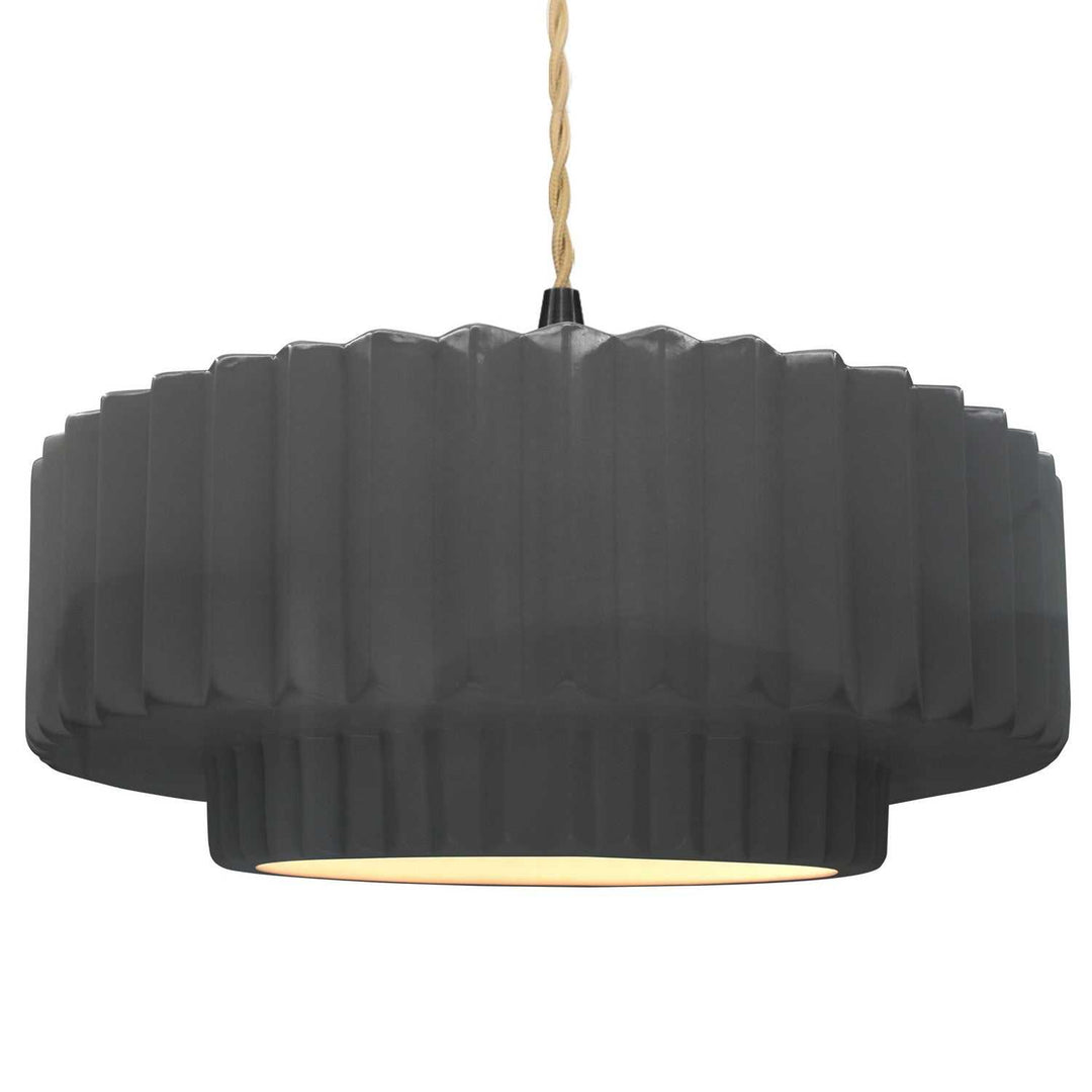 Radiance One Light Pendant in Gloss Grey Justice Designs