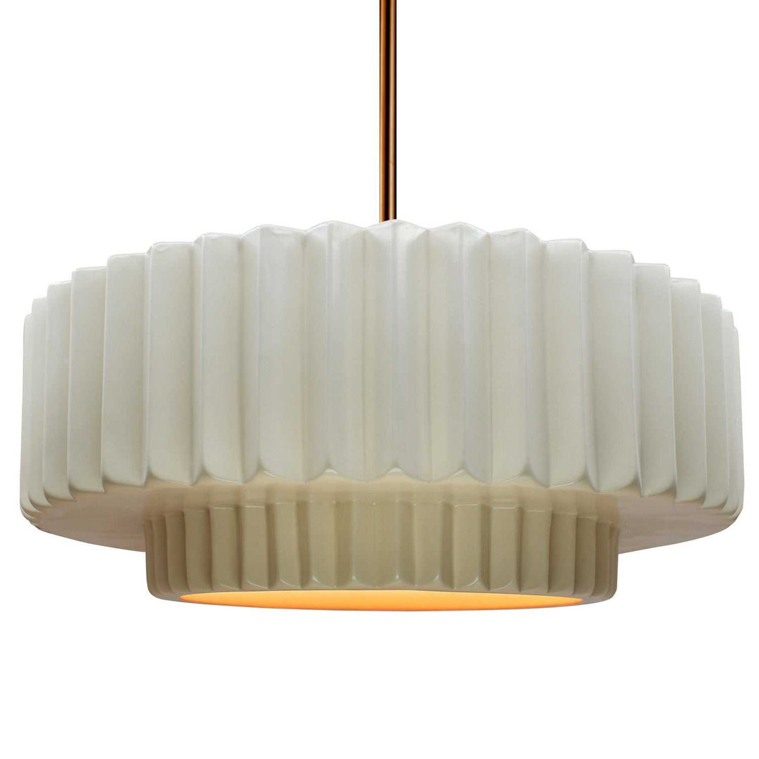 Radiance One Light Pendant in Matte White w/ Champagne Gold Justice Designs