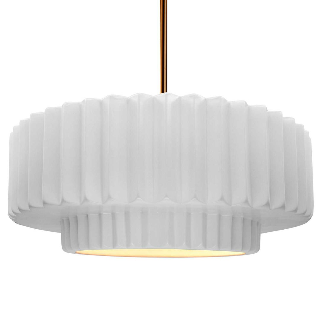 Radiance One Light Pendant in Gloss White (outside and inside of fixture) Justice Designs