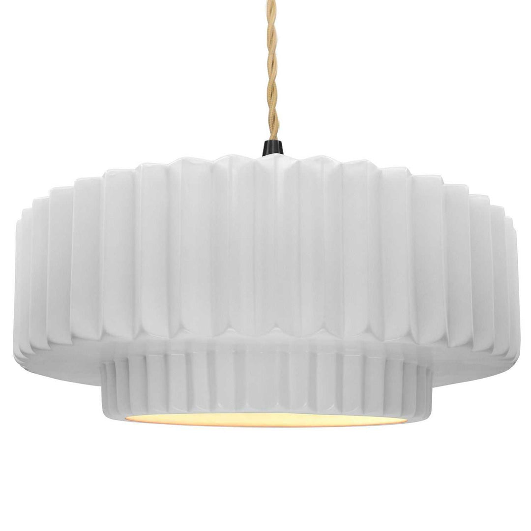 Radiance One Light Pendant in Gloss White (outside and inside of fixture) Justice Designs