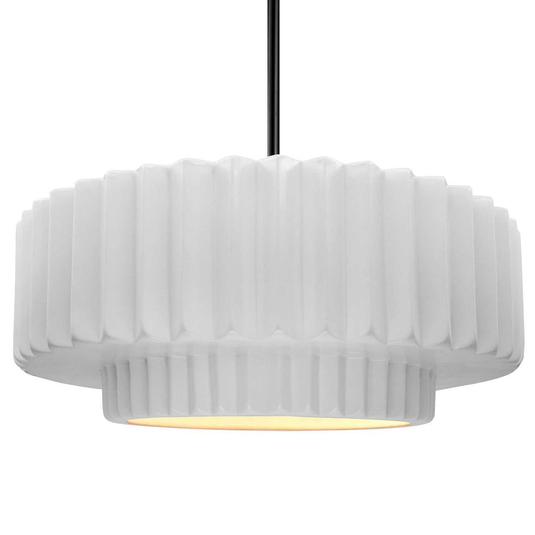 Radiance One Light Pendant in Gloss White (outside and inside of fixture) Justice Designs