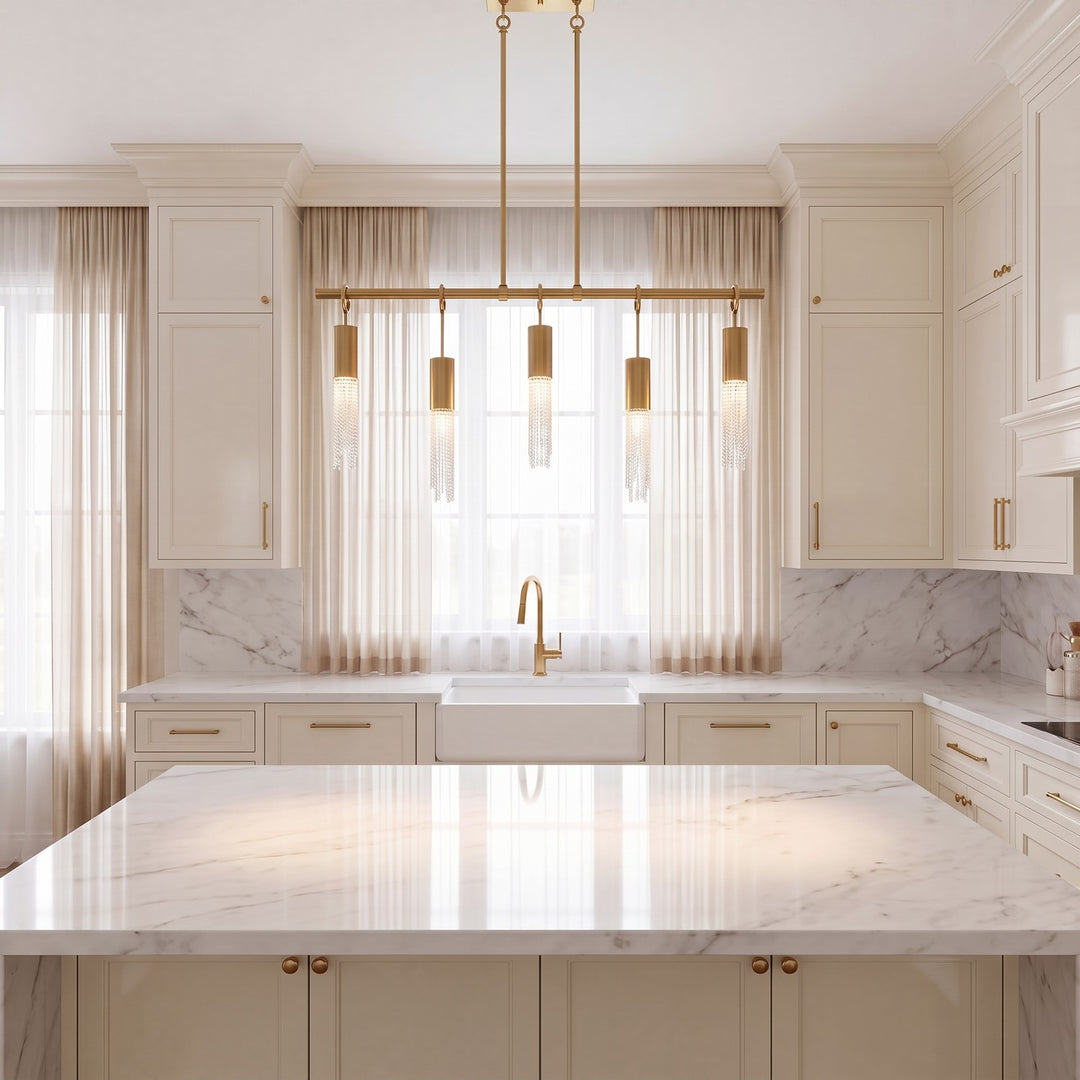 Savoy House - 1-1365-5-322 - Five Light Linear Chandelier - Chelsea - Warm Brass