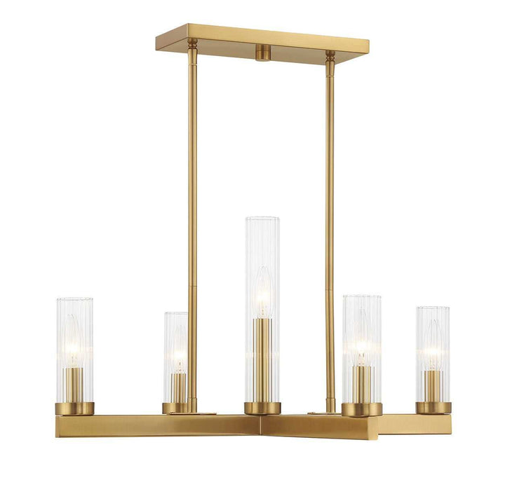 Carina Five Light Chandelier in Warm Brass Savoy House