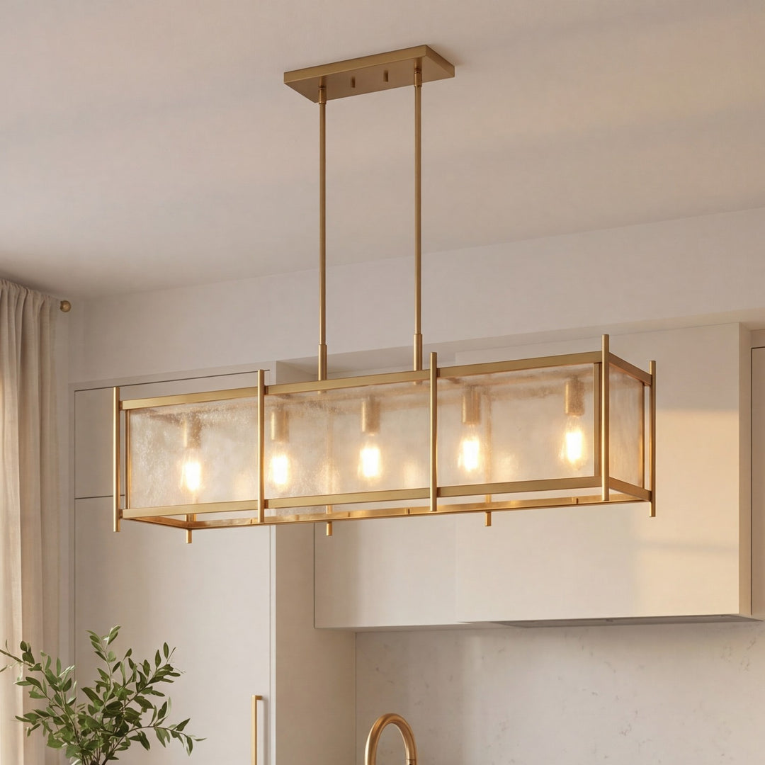 Savoy House - 1-3802-5-322 - Five Light Linear Chandelier - Jacobs - Warm Brass