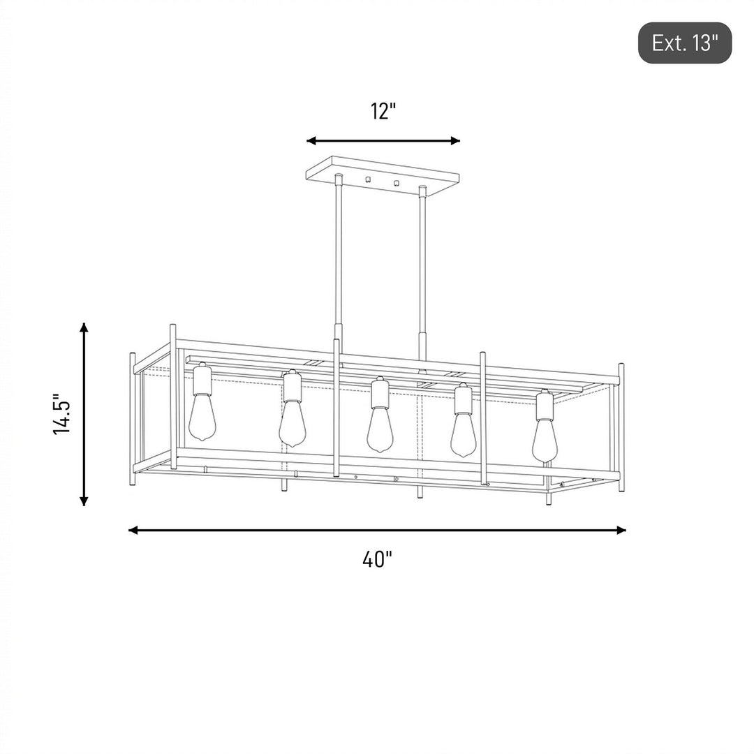 Savoy House - 1-3802-5-322 - Five Light Linear Chandelier - Jacobs - Warm Brass