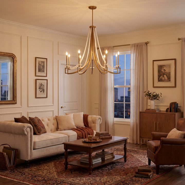 Savoy House - 1-8805-9-322 - Nine Light Chandelier - Helen - Warm Brass