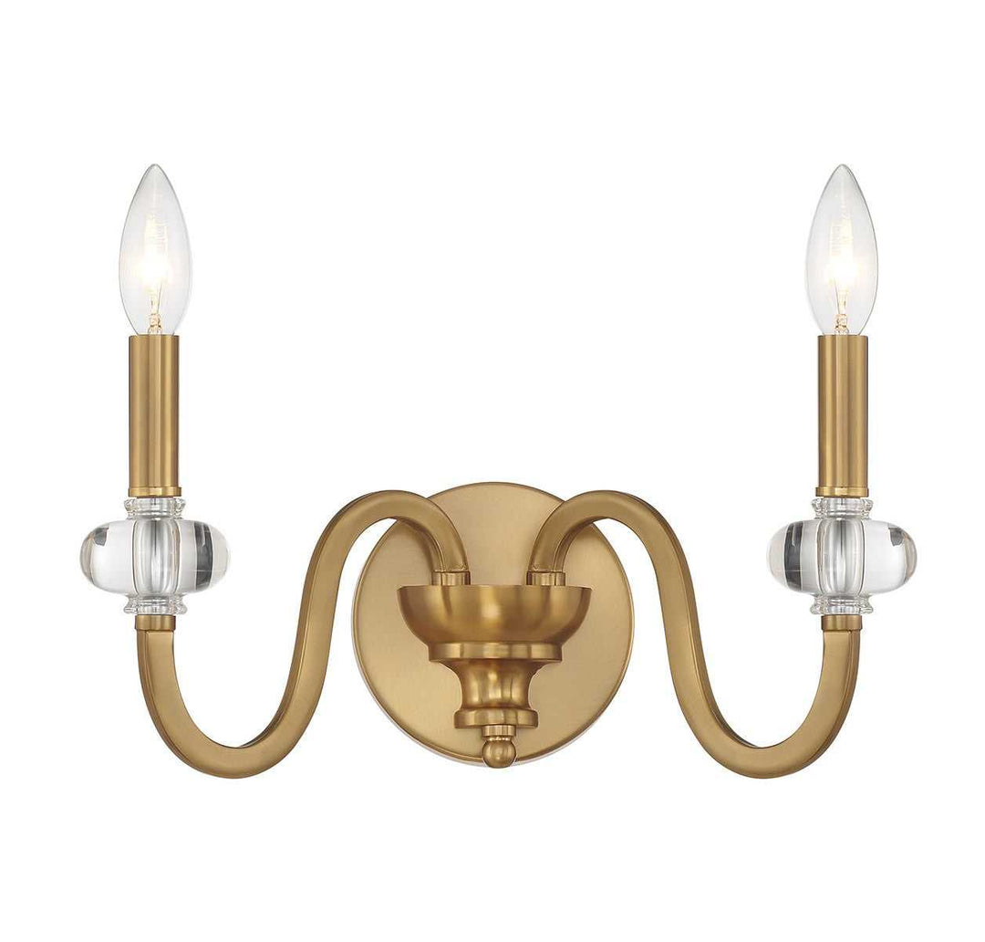 Bergdorf Two Light Wall Sconce in Warm Brass Savoy House
