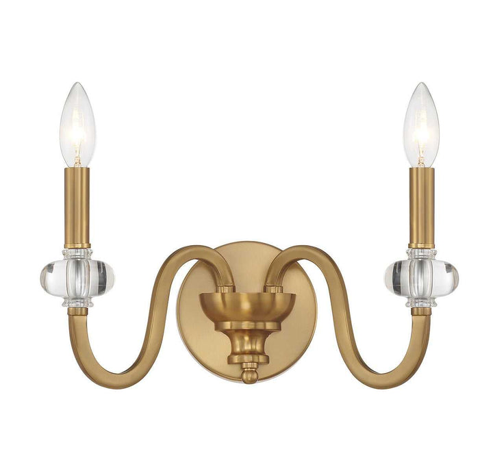 Bergdorf Two Light Wall Sconce in Warm Brass Savoy House