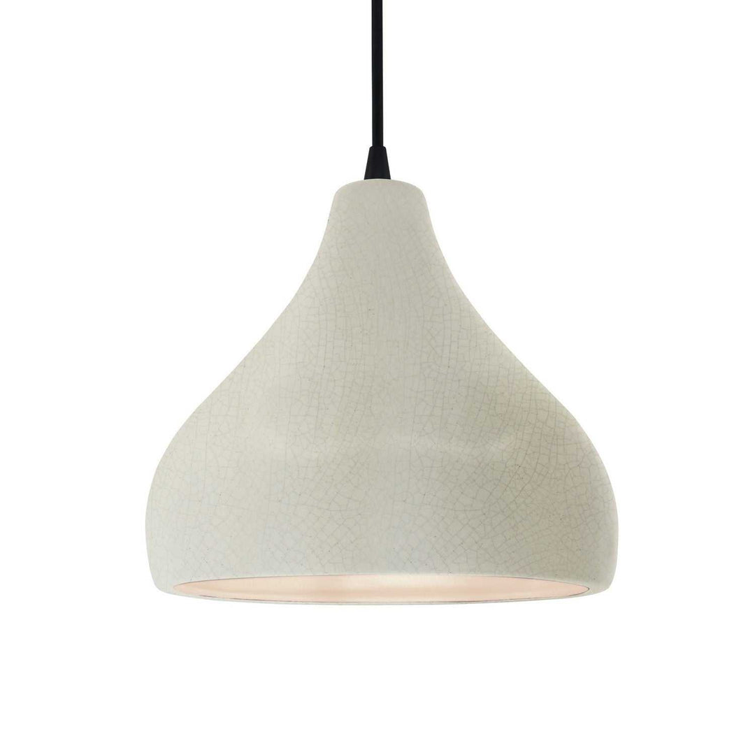 Radiance One Light Pendant in White Crackle Justice Designs