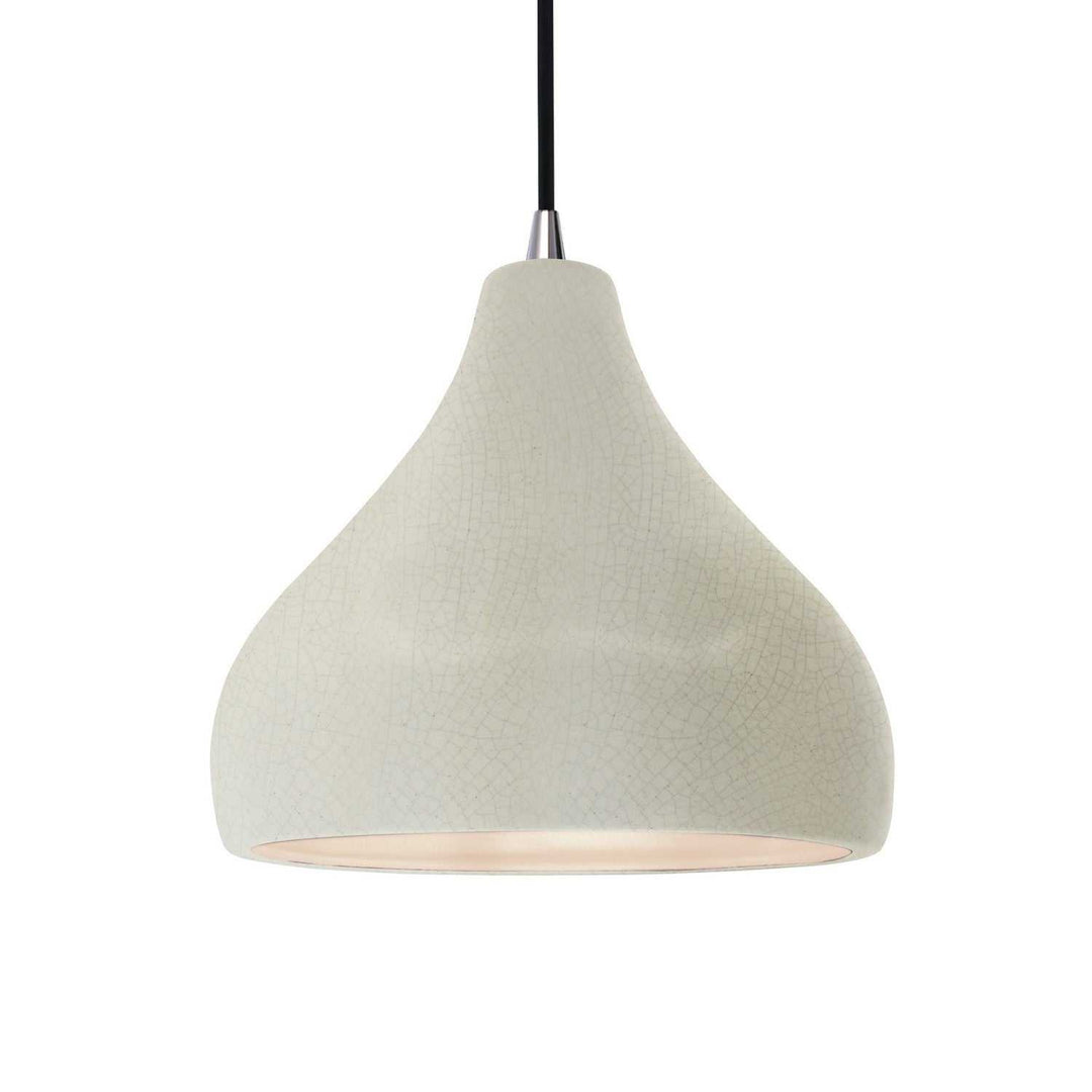 Radiance One Light Pendant in White Crackle Justice Designs
