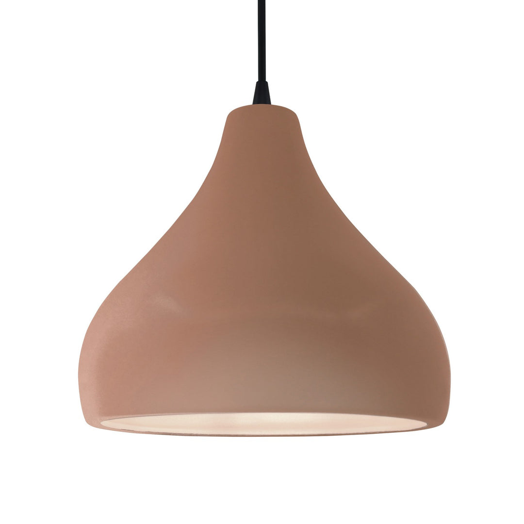 Justice Designs - CER-6565-ADOB-MBLK-BKCD - One Light Pendant - Radiance - Adobe