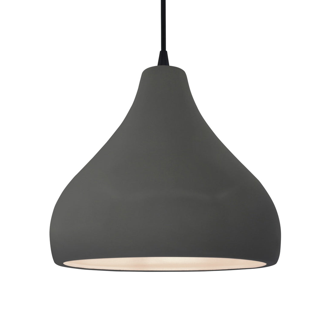 Justice Designs - CER-6565-GRY-MBLK-BKCD - One Light Pendant - Radiance - Gloss Grey