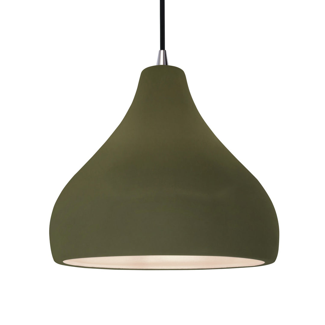 Justice Designs - CER-6565-MGRN-NCKL-BKCD - One Light Pendant - Radiance - Matte Green