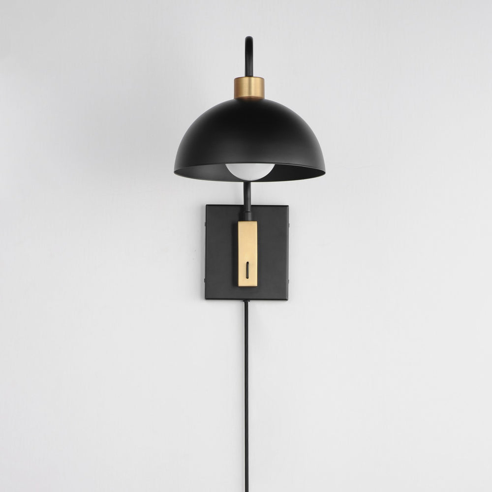 Maxim - 10021BKNAB - One Light Wall Sconce - Thelonious - Black / Natural Aged Brass