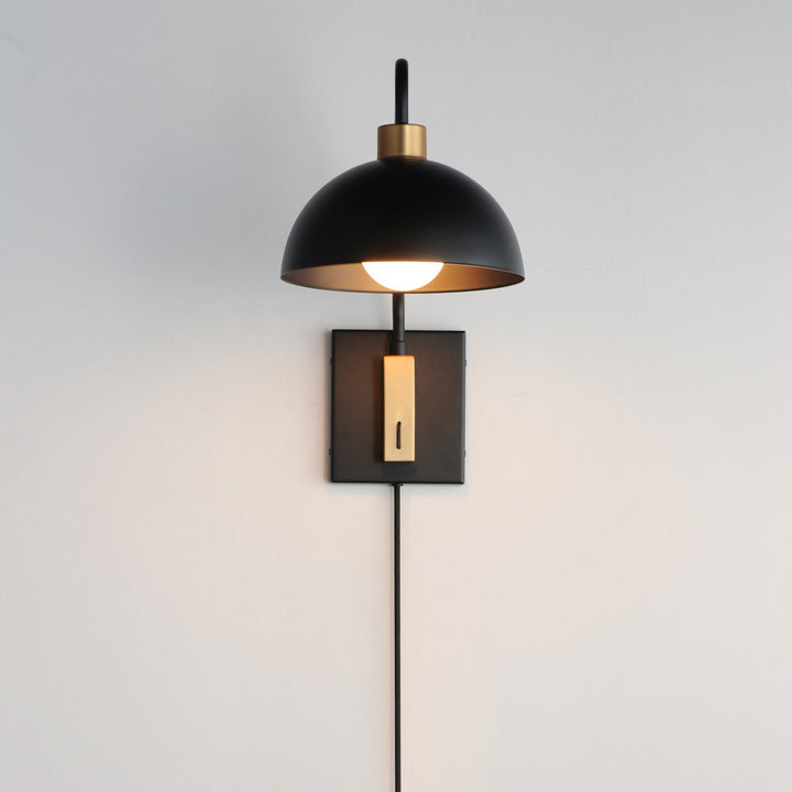 Maxim - 10021BKNAB - One Light Wall Sconce - Thelonious - Black / Natural Aged Brass