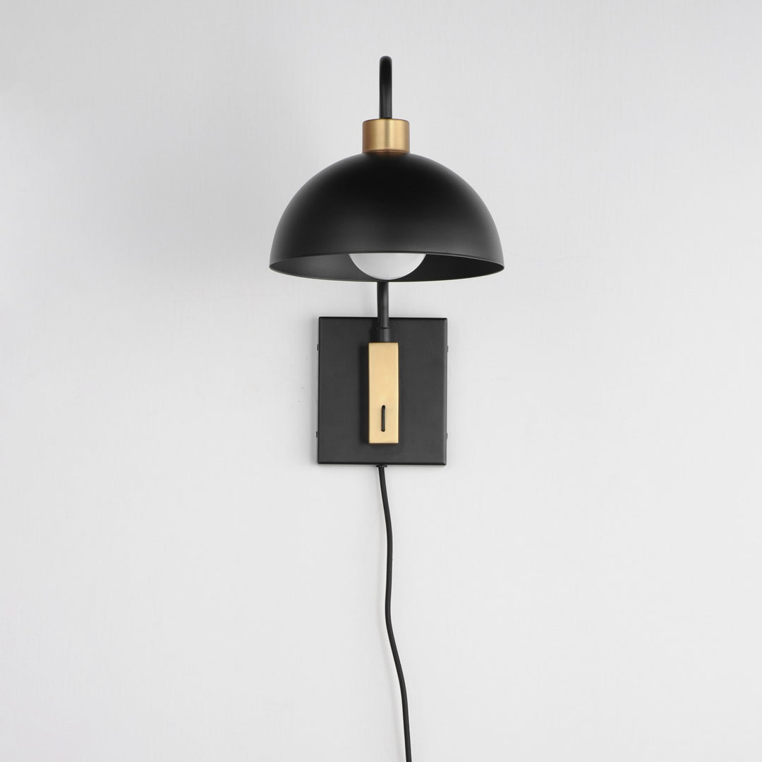Maxim - 10021BKNAB - One Light Wall Sconce - Thelonious - Black / Natural Aged Brass