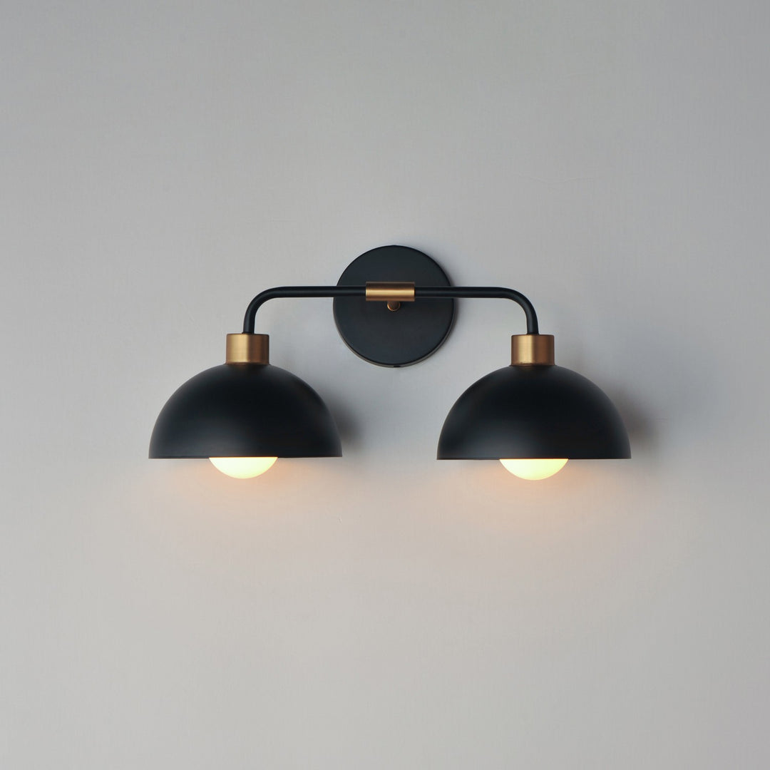 Maxim - 10022BKNAB - Two Light Wall Sconce - Thelonious - Black / Natural Aged Brass