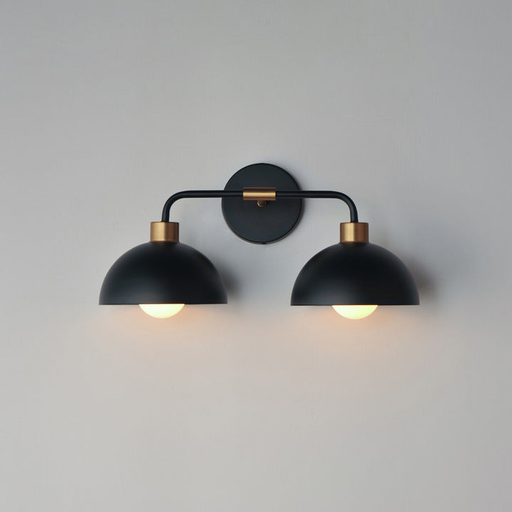 Maxim - 10022BKNAB - Two Light Wall Sconce - Thelonious - Black / Natural Aged Brass