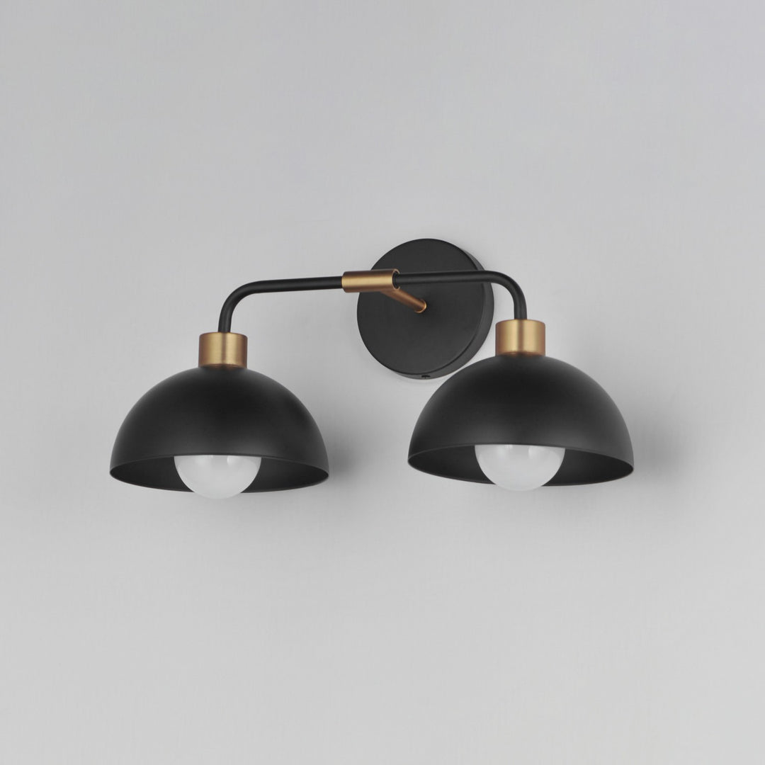 Maxim - 10022BKNAB - Two Light Wall Sconce - Thelonious - Black / Natural Aged Brass