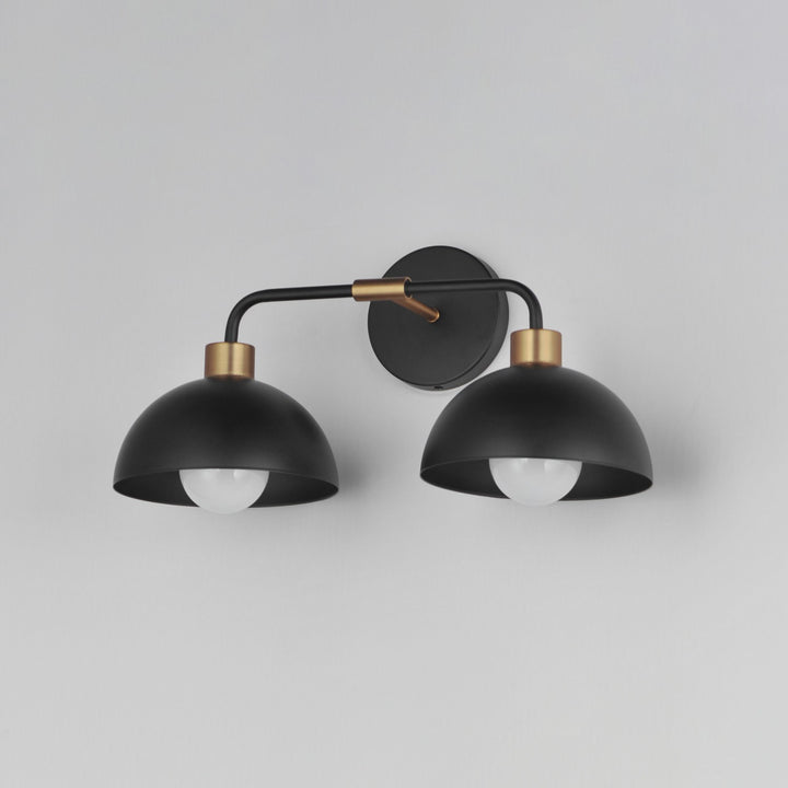 Maxim - 10022BKNAB - Two Light Wall Sconce - Thelonious - Black / Natural Aged Brass