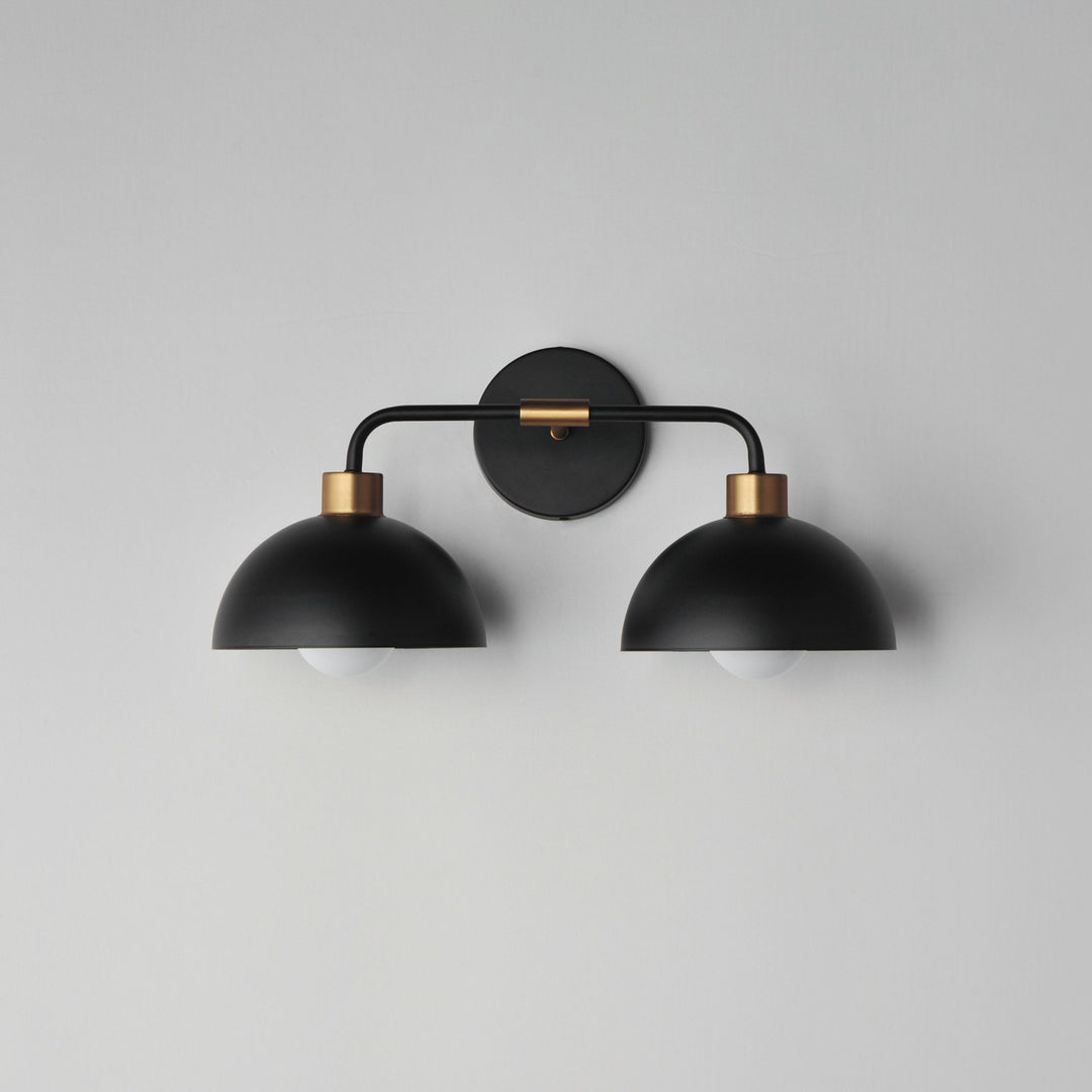 Maxim - 10022BKNAB - Two Light Wall Sconce - Thelonious - Black / Natural Aged Brass