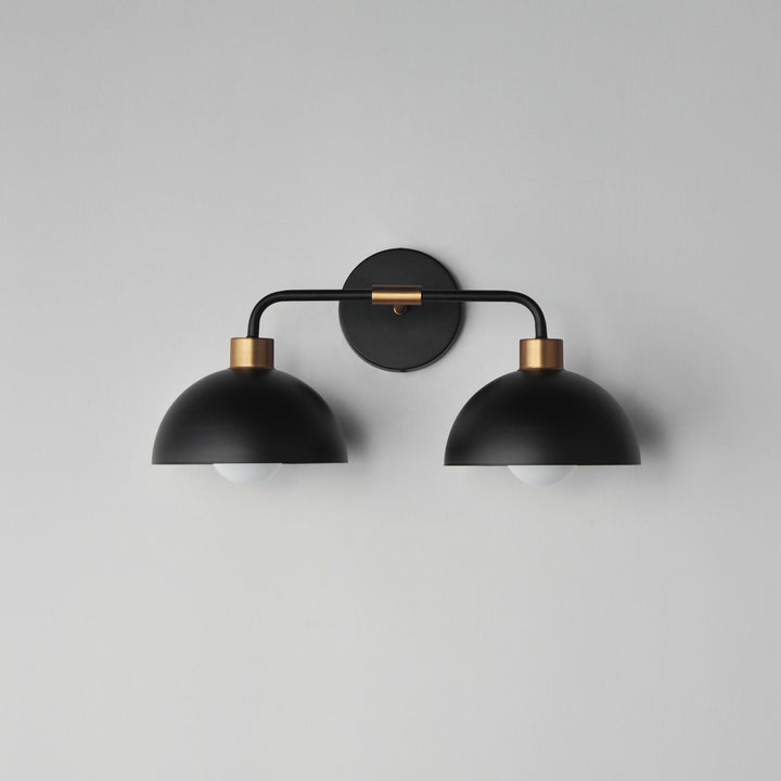 Maxim - 10022BKNAB - Two Light Wall Sconce - Thelonious - Black / Natural Aged Brass