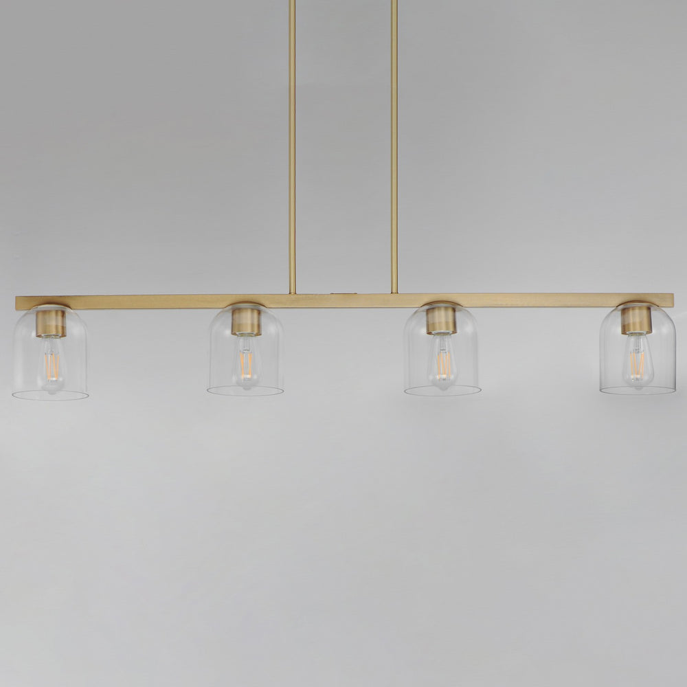 Maxim - 21236CLNAB - Four Light Linear Pendant - Scoop - Natural Aged Brass