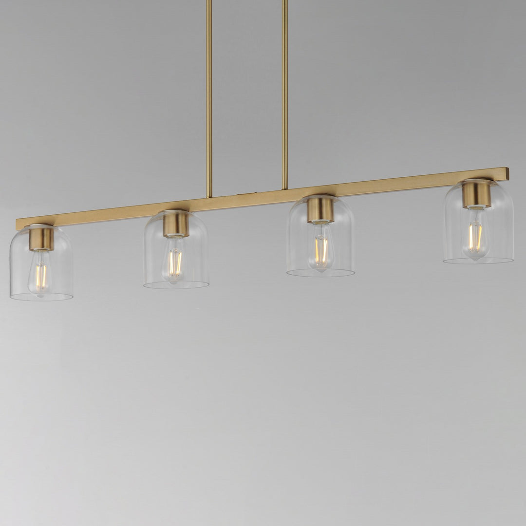 Maxim - 21236CLNAB - Four Light Linear Pendant - Scoop - Natural Aged Brass