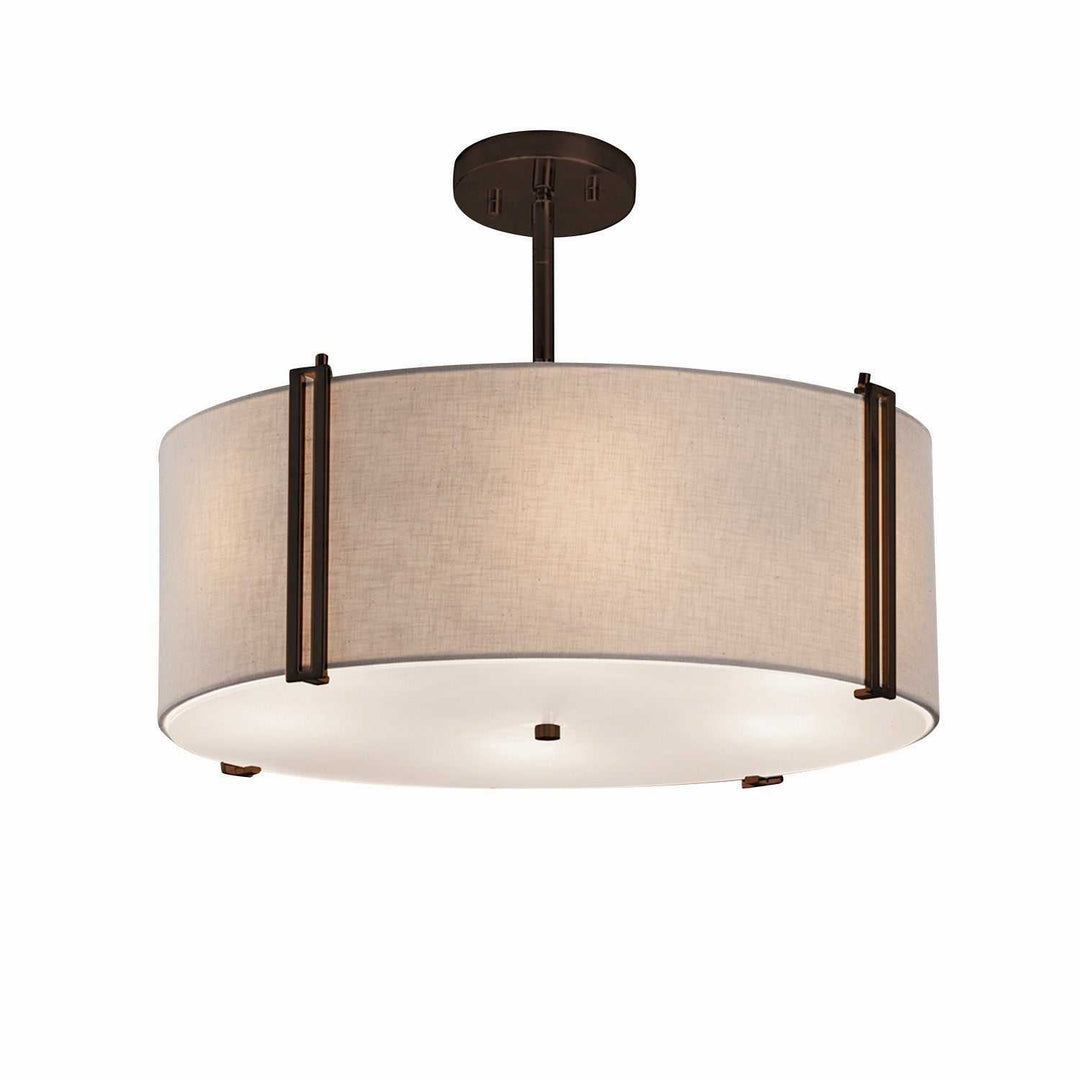 Textile Three Light Pendant in Dark Bronze Justice Designs