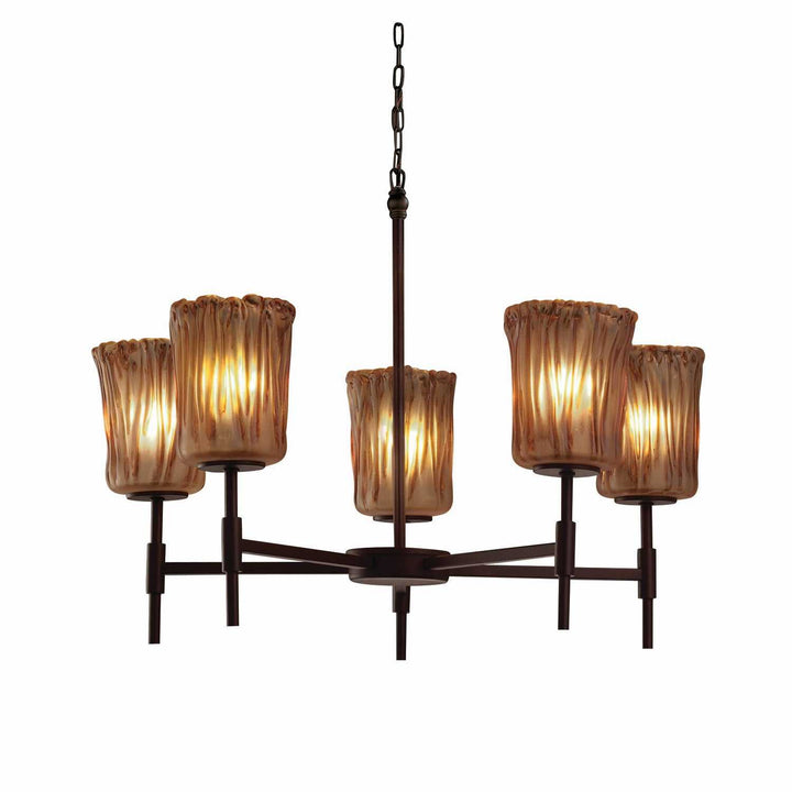Veneto Luce Five Light Chandelier in Dark Bronze Justice Designs