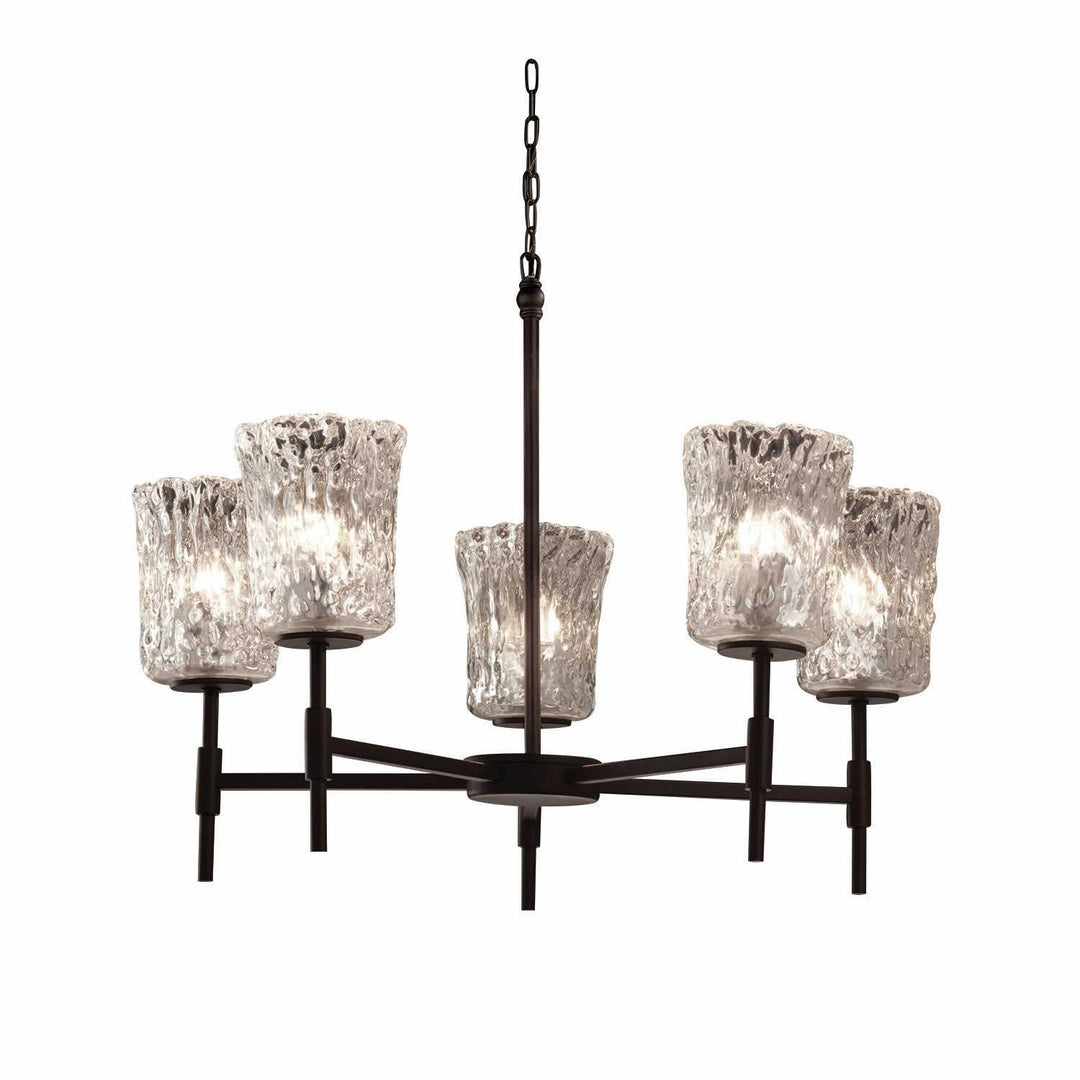 Veneto Luce Five Light Chandelier in Matte Black Justice Designs