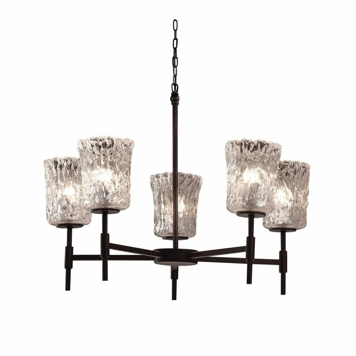 Veneto Luce Five Light Chandelier in Matte Black Justice Designs