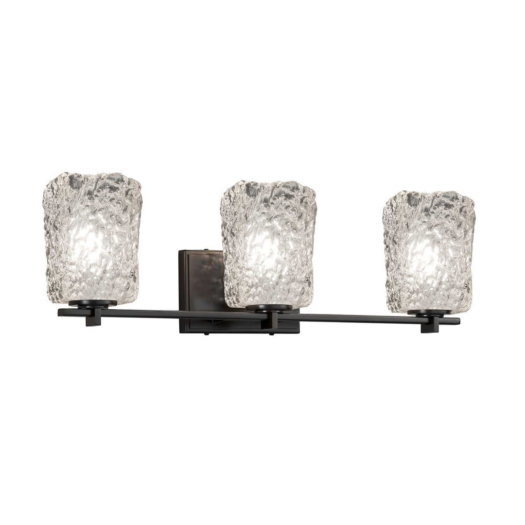 Veneto Luce Three Light Bath Bar in Matte Black Justice Designs