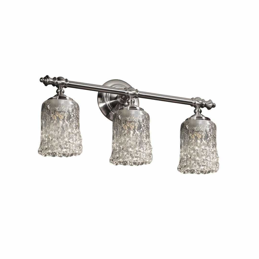Veneto Luce Three Light Bath Bar in Brushed Nickel Justice Designs